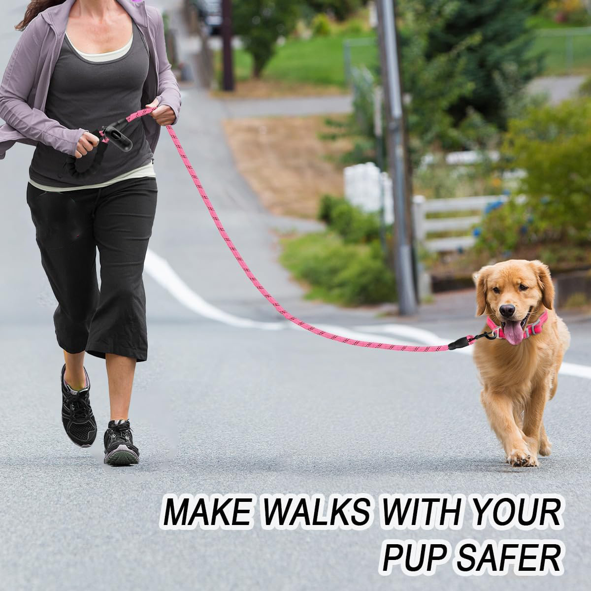 Dog Leashes For Large Dogs Heavy Duty Dog Leash 5 FT With Comfortable Padded Handle And Highly Reflective Threads For Medium Large Dogs Walking Training Running - Image 7