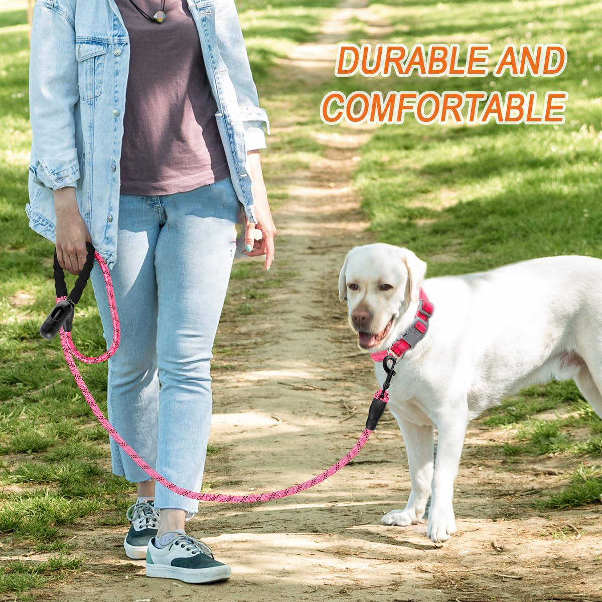 Dog Leashes For Large Dogs Heavy Duty Dog Leash 5 FT With Comfortable Padded Handle And Highly Reflective Threads For Medium Large Dogs Walking Training Running - Image 6