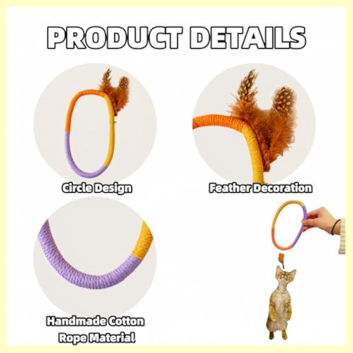 Cotton Rope Cat Toys Catnip Toys With Feather Safe Teeth Cleaning Chew Toy For Cats Interactive Cat Kicker Toys Cat Toys For Bored Indoor Cats And Kittens - Image 6