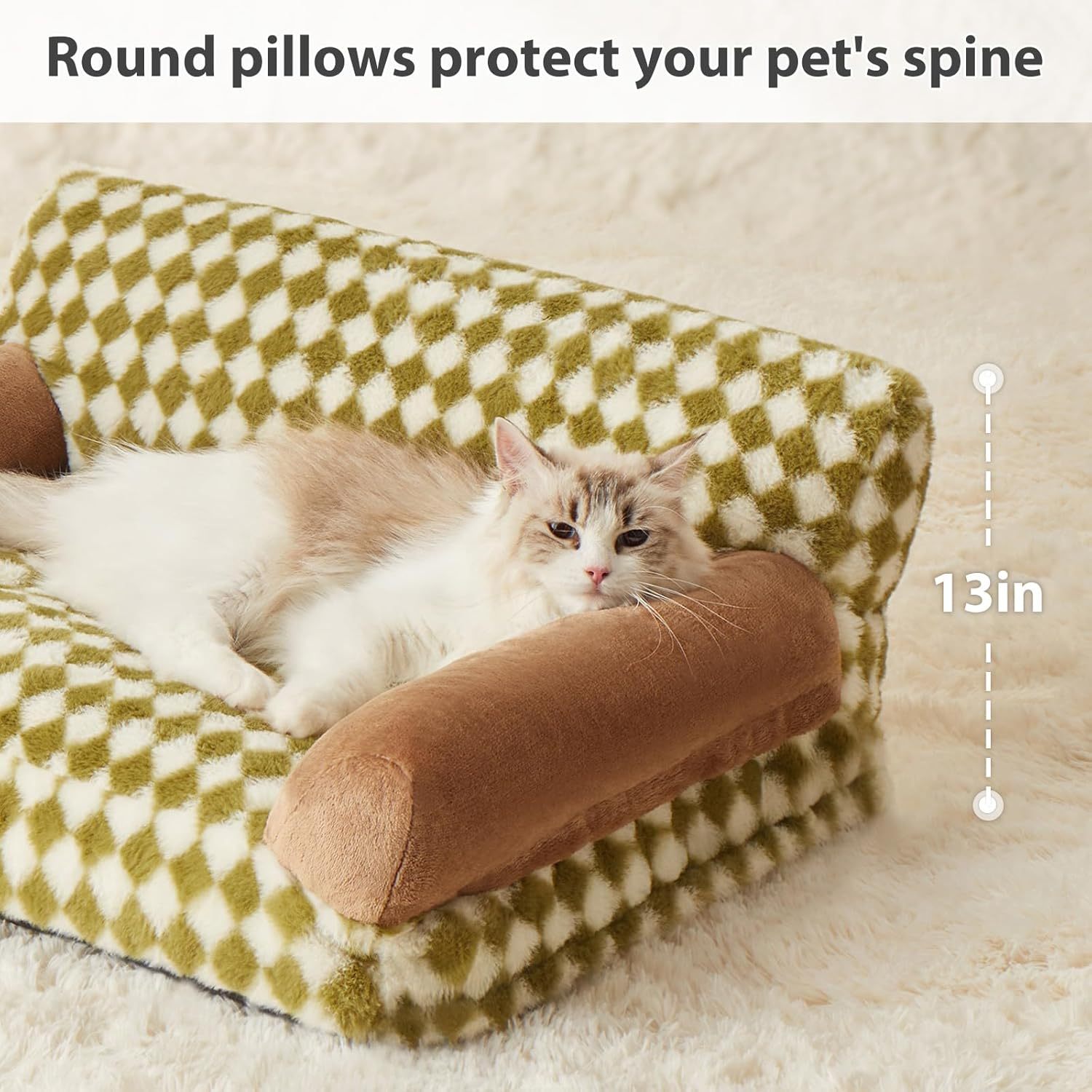 Cat Couch Bed And Dog Couch Bed Pet Couch Bed For Small Pet Cute Dog Sofa Bed Cat Sofa Pet Sofa With Non-Slip Bottom Checkered Dog Bed With Washable Cover - Image 7