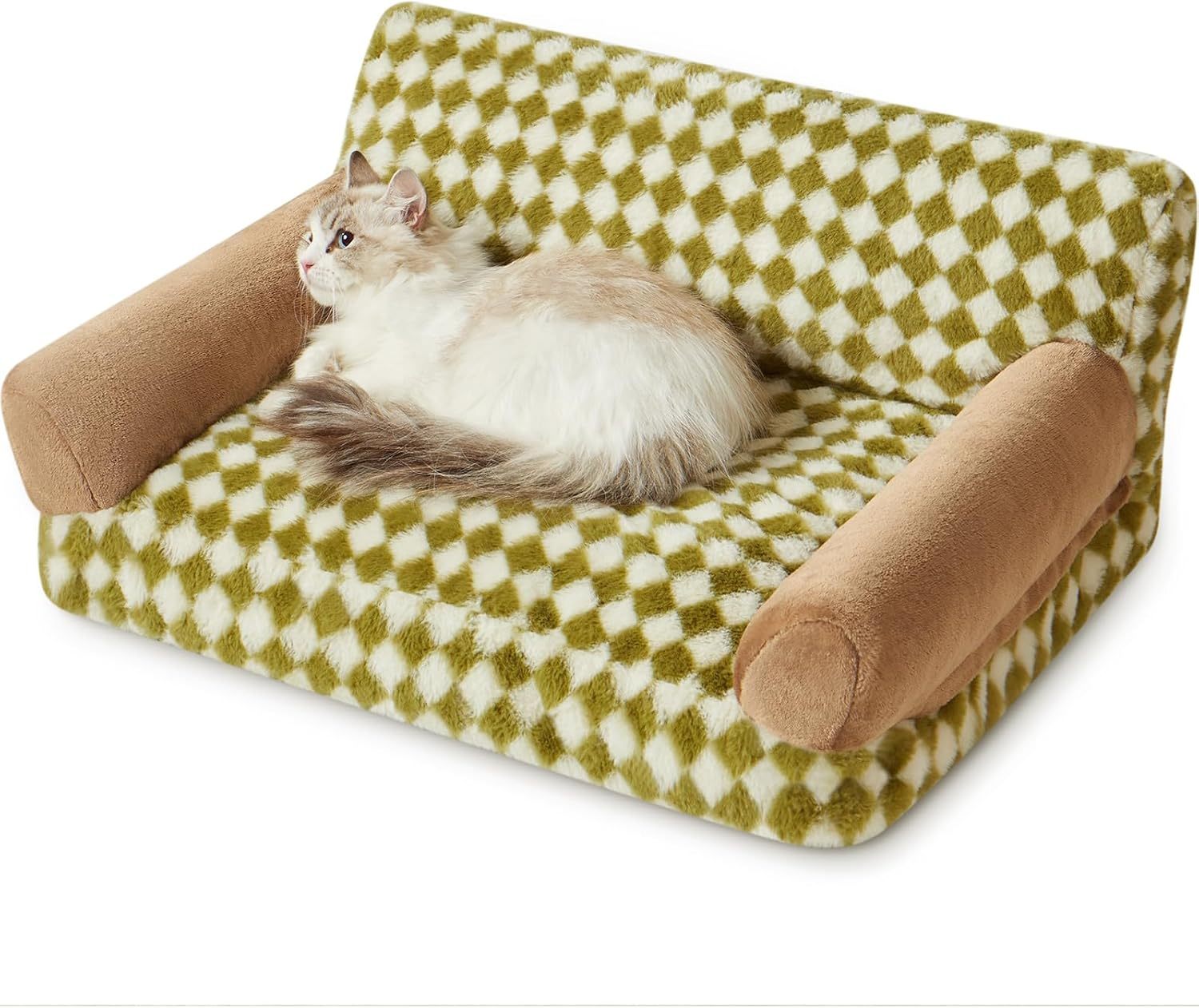 Cat Couch Bed And Dog Couch Bed Pet Couch Bed For Small Pet Cute Dog Sofa Bed Cat Sofa Pet Sofa With Non-Slip Bottom Checkered Dog Bed With Washable Cover - Image 3