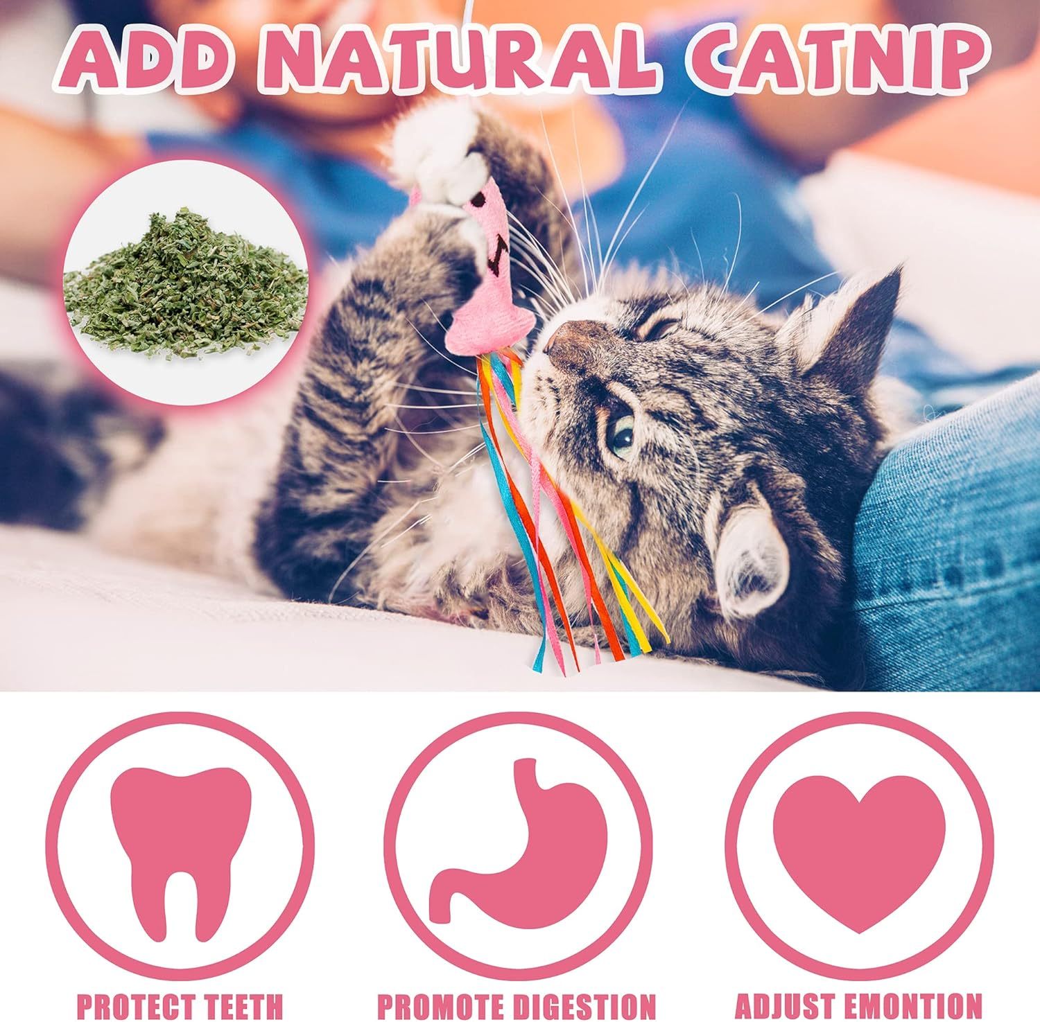 Cat Wand Toys Interactive Cat Toys With Catnip Fish Colorful Ribbons Bell For Kitty Kitten Cat Toys For Indoor Cats Cat Teaser Cat String Toy Cat Accessories - Image 6