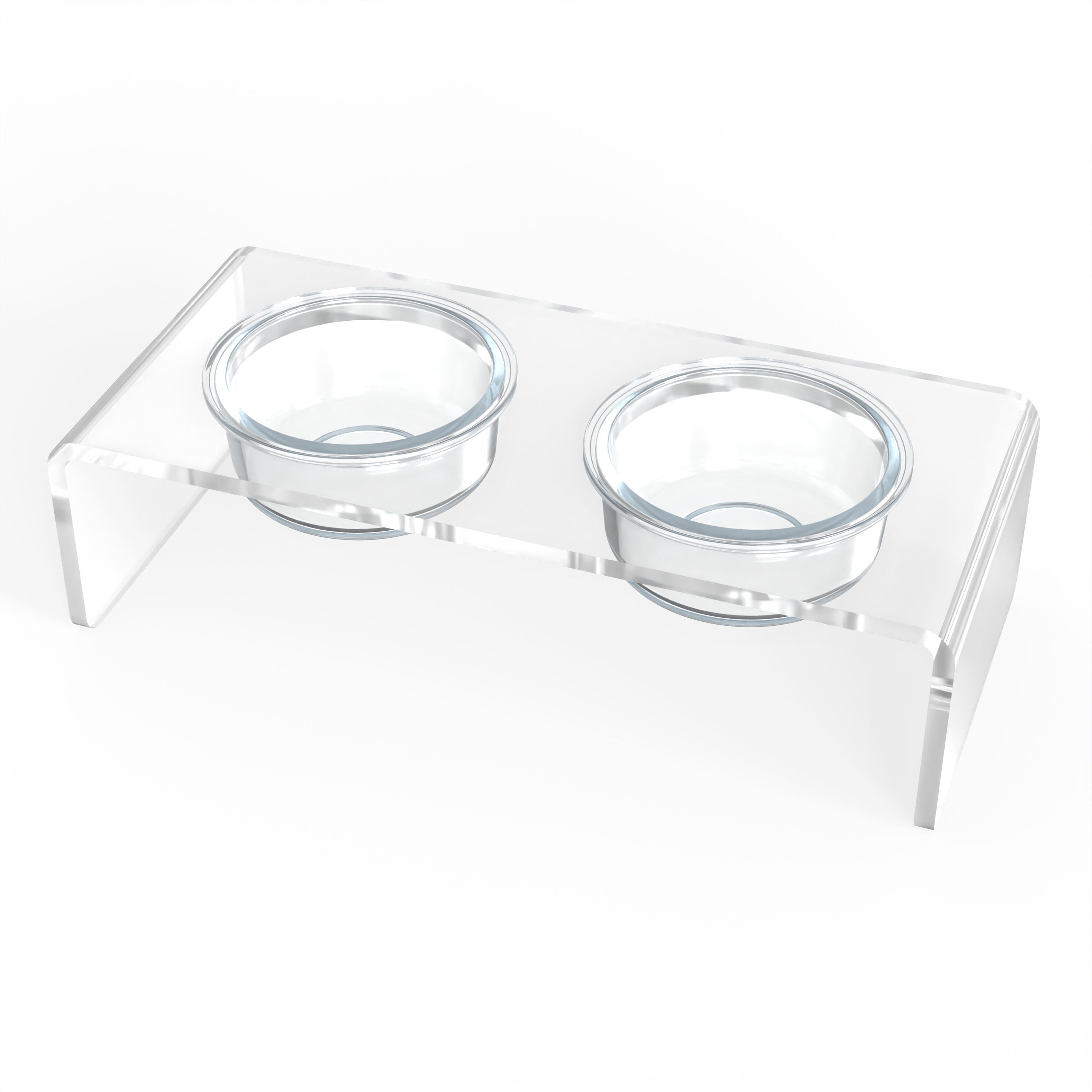 Modern Clear Acrylic Elevated Pet Feeder, Double Bowl - Image 10