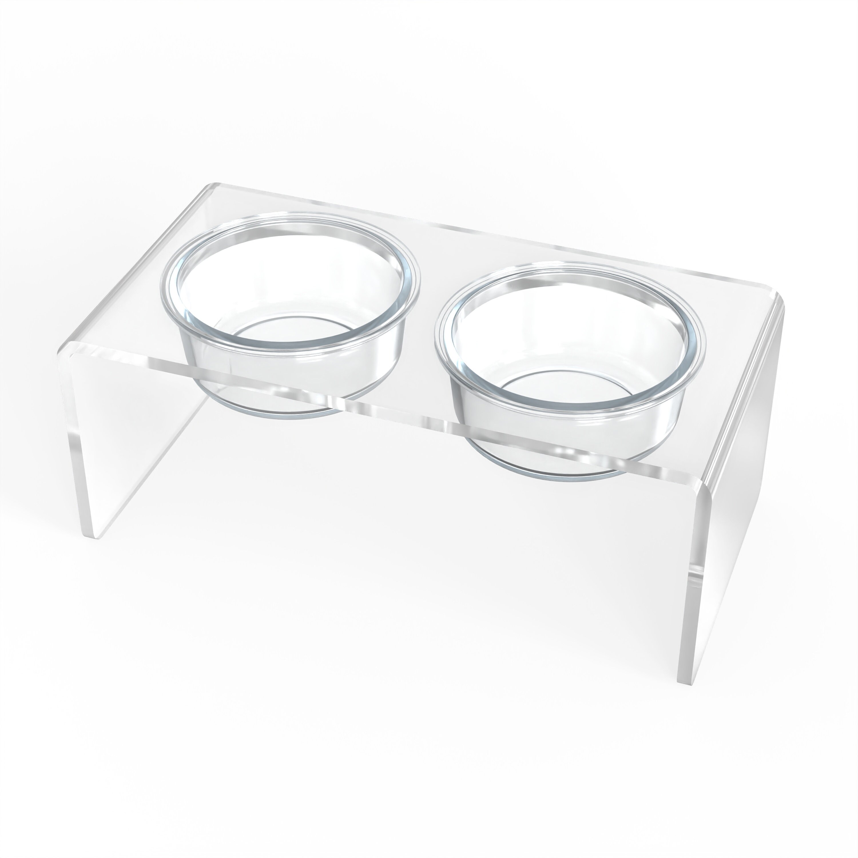 Modern Clear Acrylic Elevated Pet Feeder, Double Bowl - Image 6