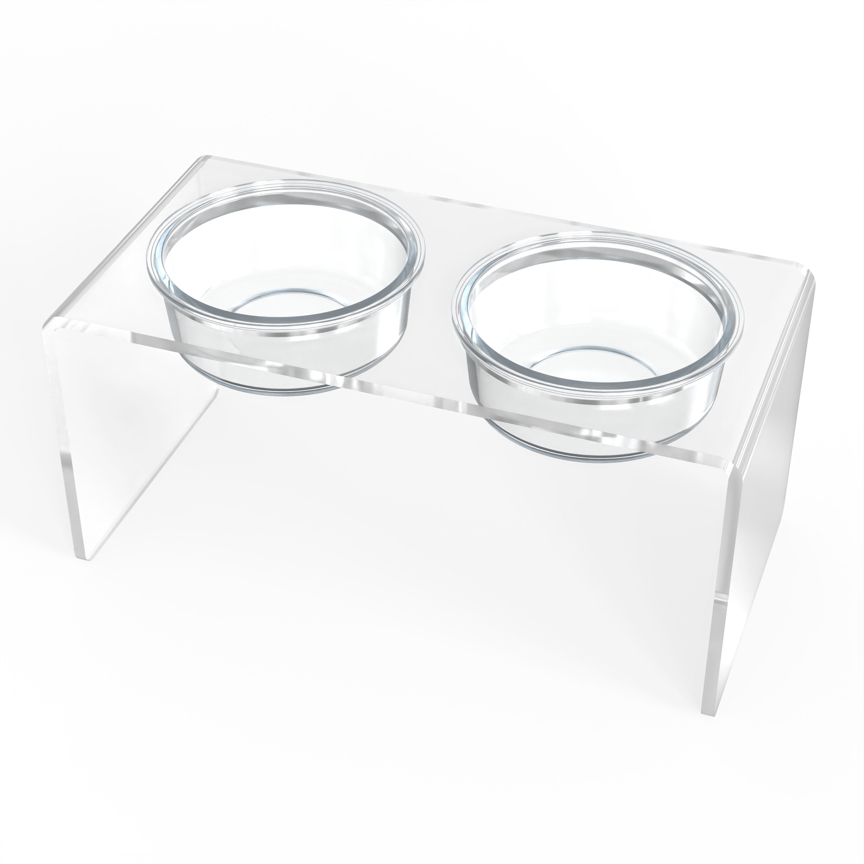 Modern Clear Acrylic Elevated Pet Feeder, Double Bowl - Image 8