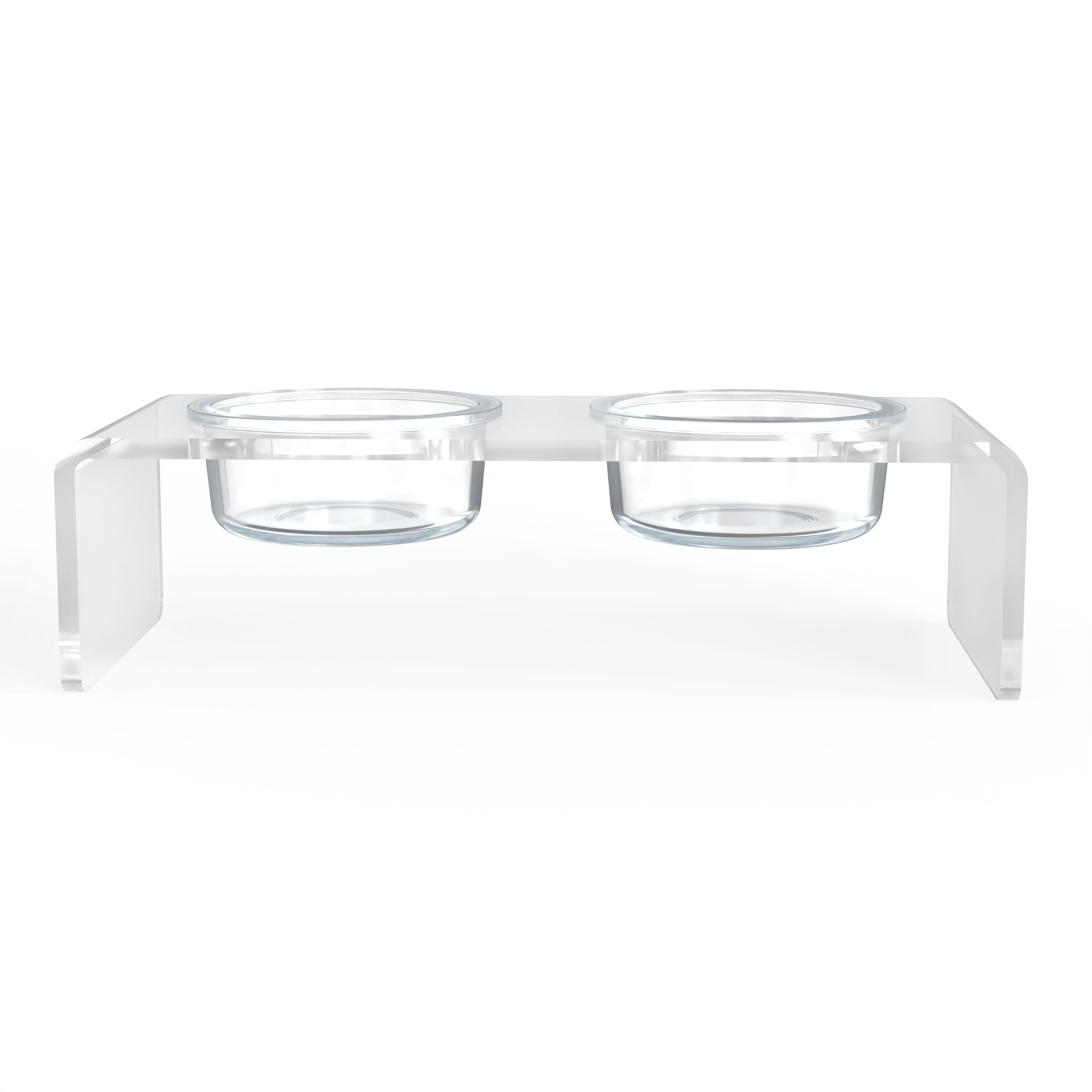 Modern Clear Acrylic Elevated Pet Feeder, Double Bowl - Image 5
