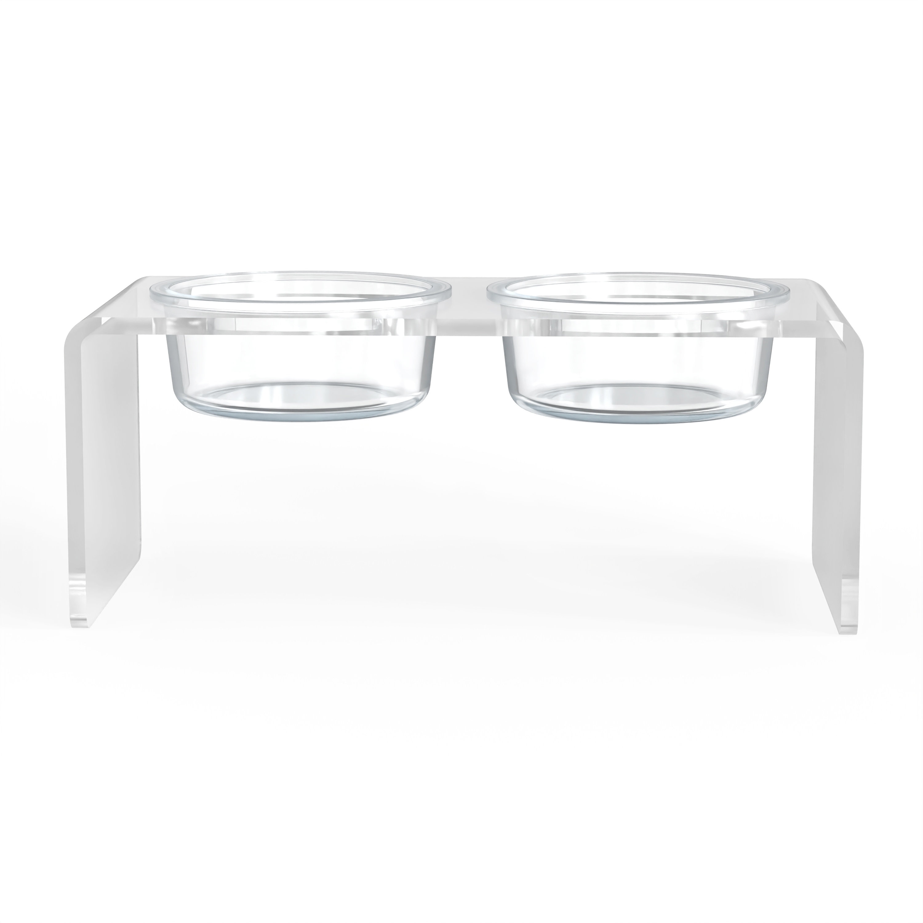 Modern Clear Acrylic Elevated Pet Feeder, Double Bowl - Image 7