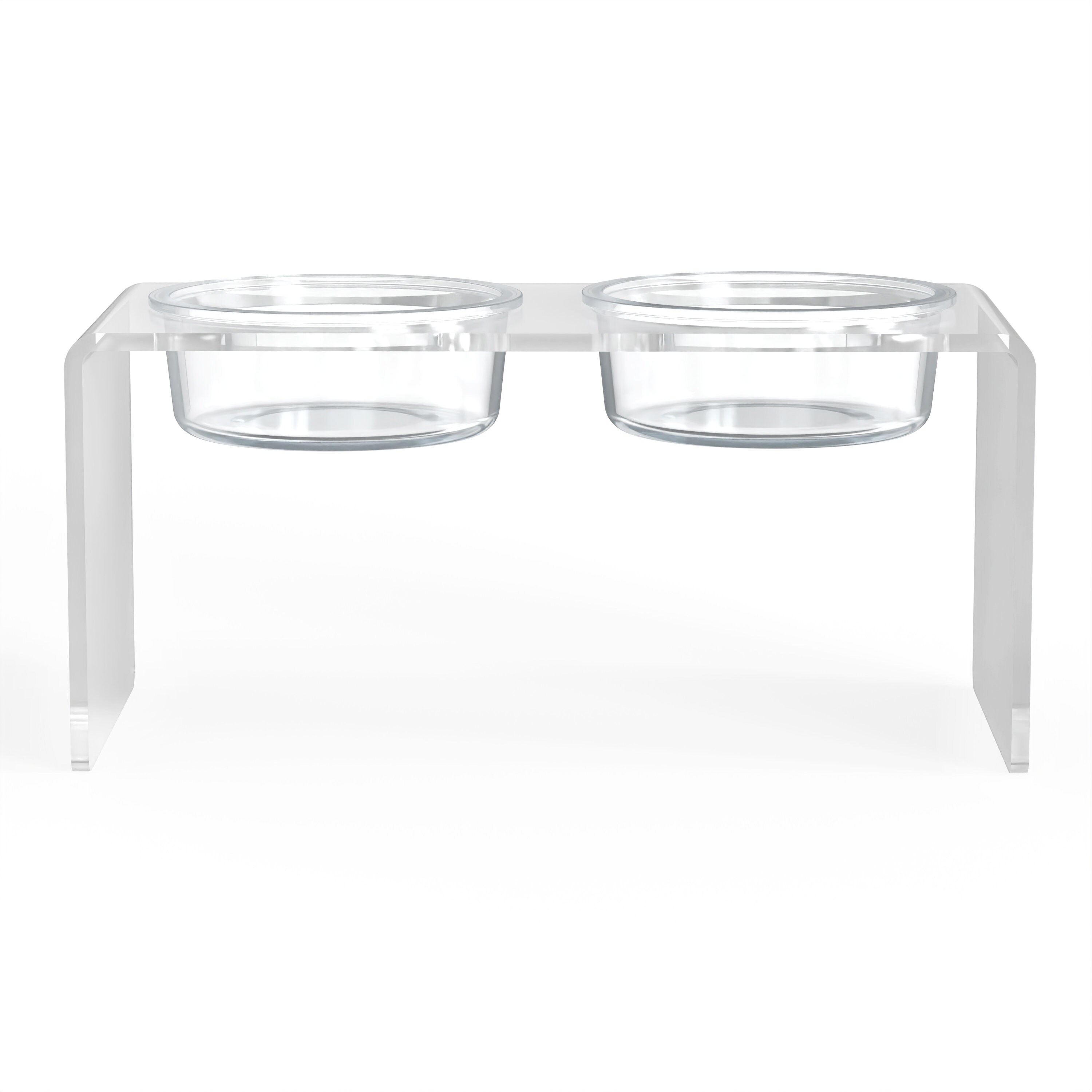 Modern Clear Acrylic Elevated Pet Feeder, Double Bowl - Image 9