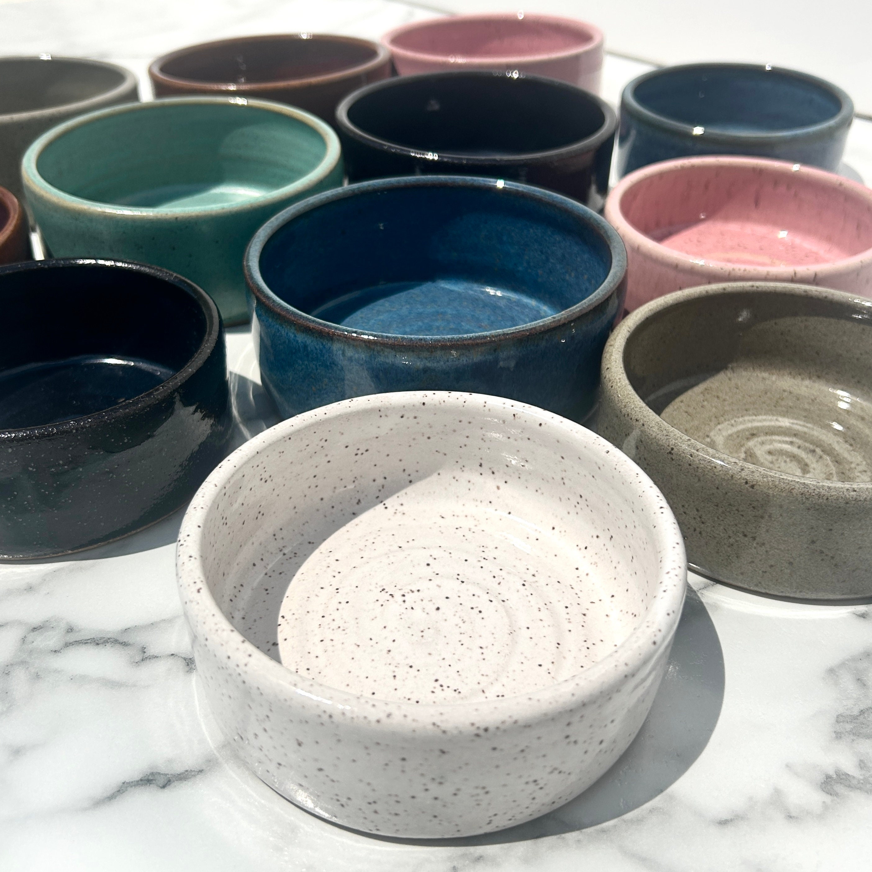 Speckled Ceramic Pet Bowl: Colorful Pottery Food & Water Dish - Image 2