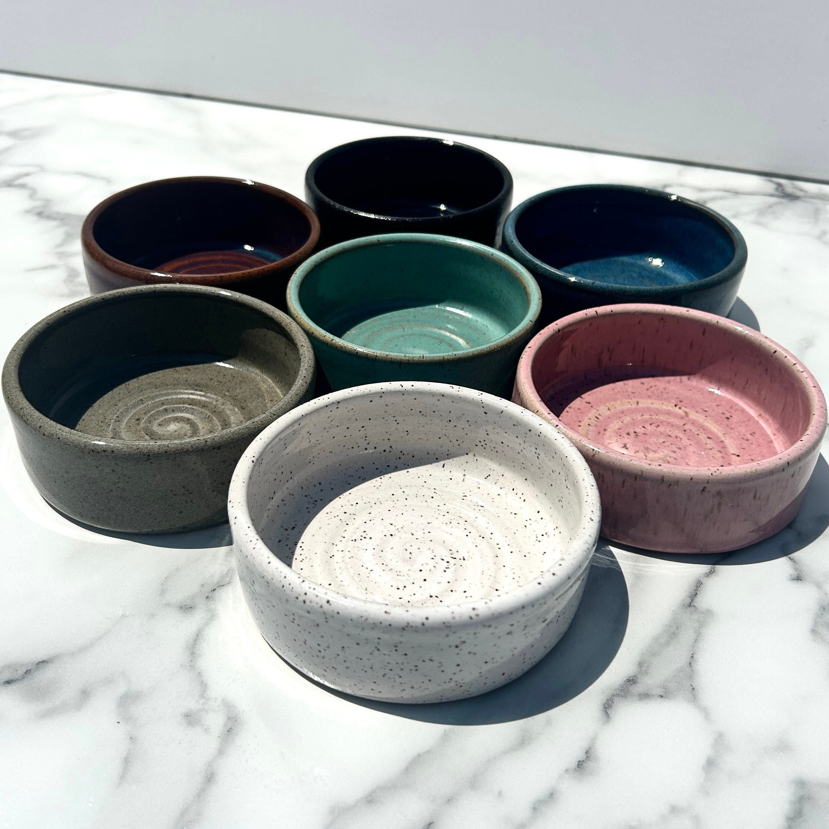 Speckled Ceramic Pet Bowl: Colorful Pottery Food & Water Dish