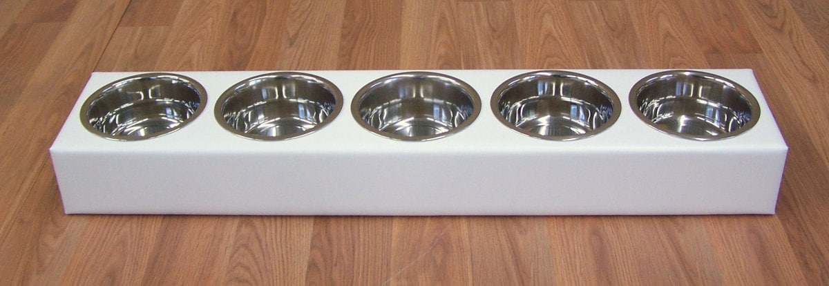 Puppy Litter Feeder Large Breed Dog 3,4 or 5 Bowls Powdercoated Steel - Image 2