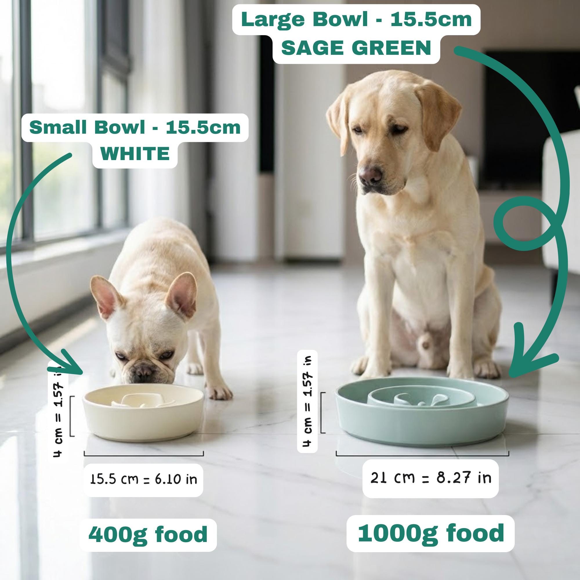 Elevated Ceramic Slow Feeder Dog Bowl with Anti-Slip Bamboo Stand - For Large Breeds - Image 13