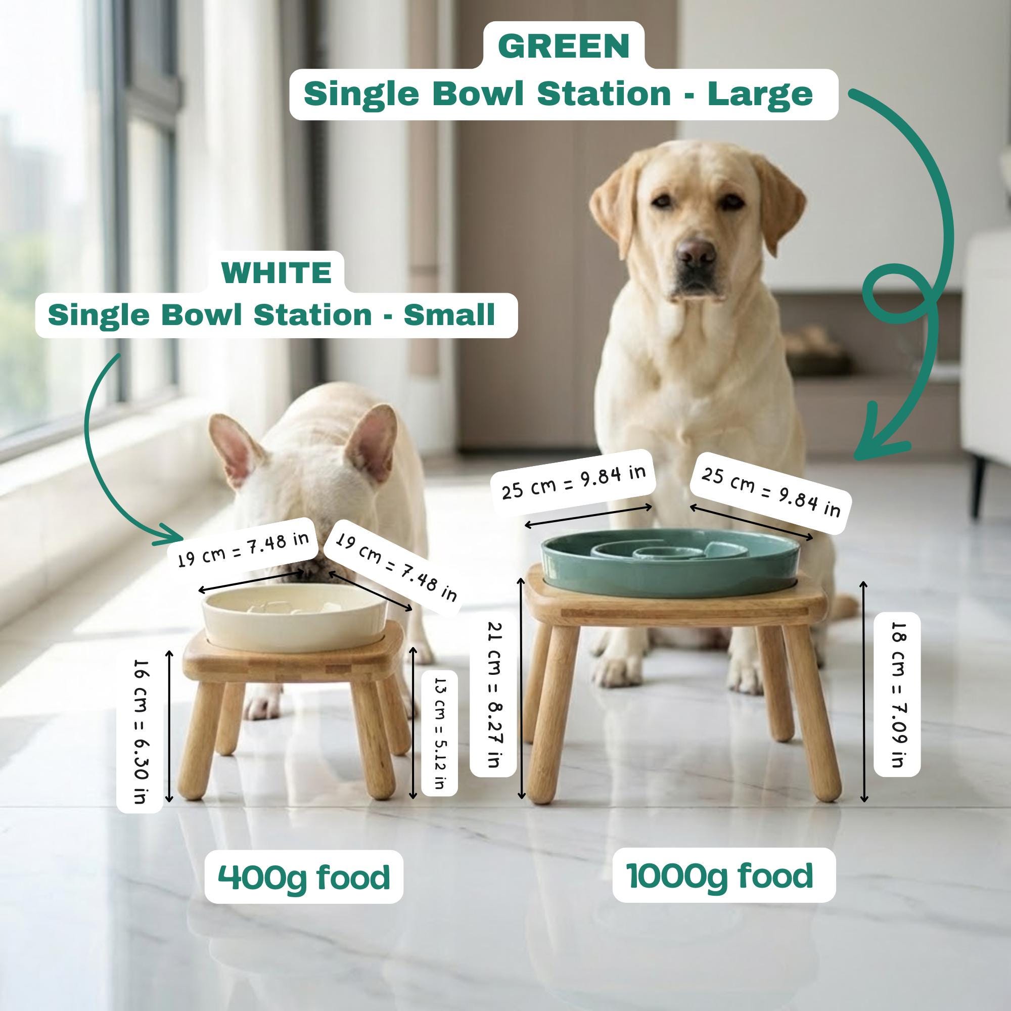 Elevated Ceramic Slow Feeder Dog Bowl with Anti-Slip Bamboo Stand - For Large Breeds - Image 15