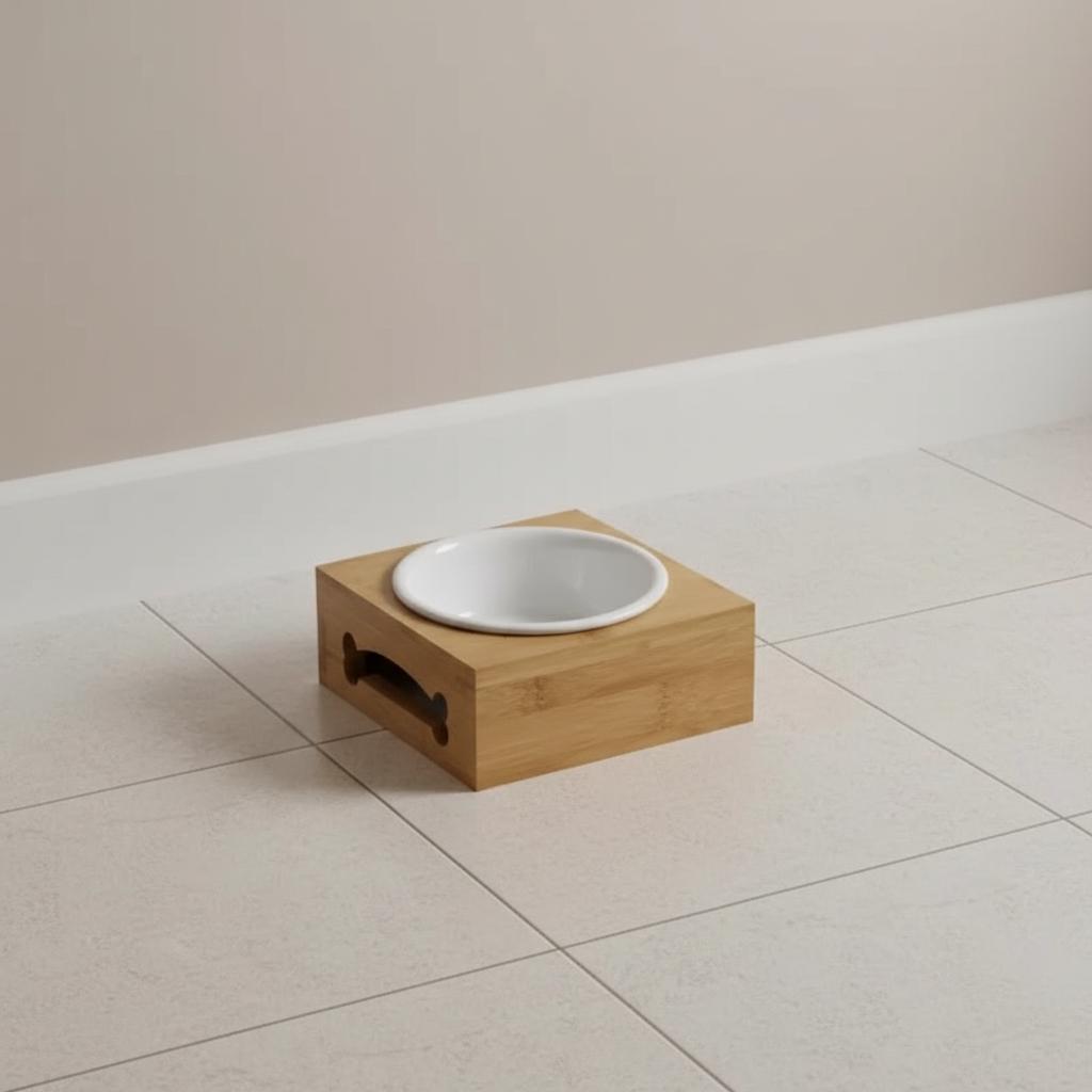 Elevated Dog Bowl Stand, Bamboo Pet Feeder with Stainless Steel Bowls - Image 6