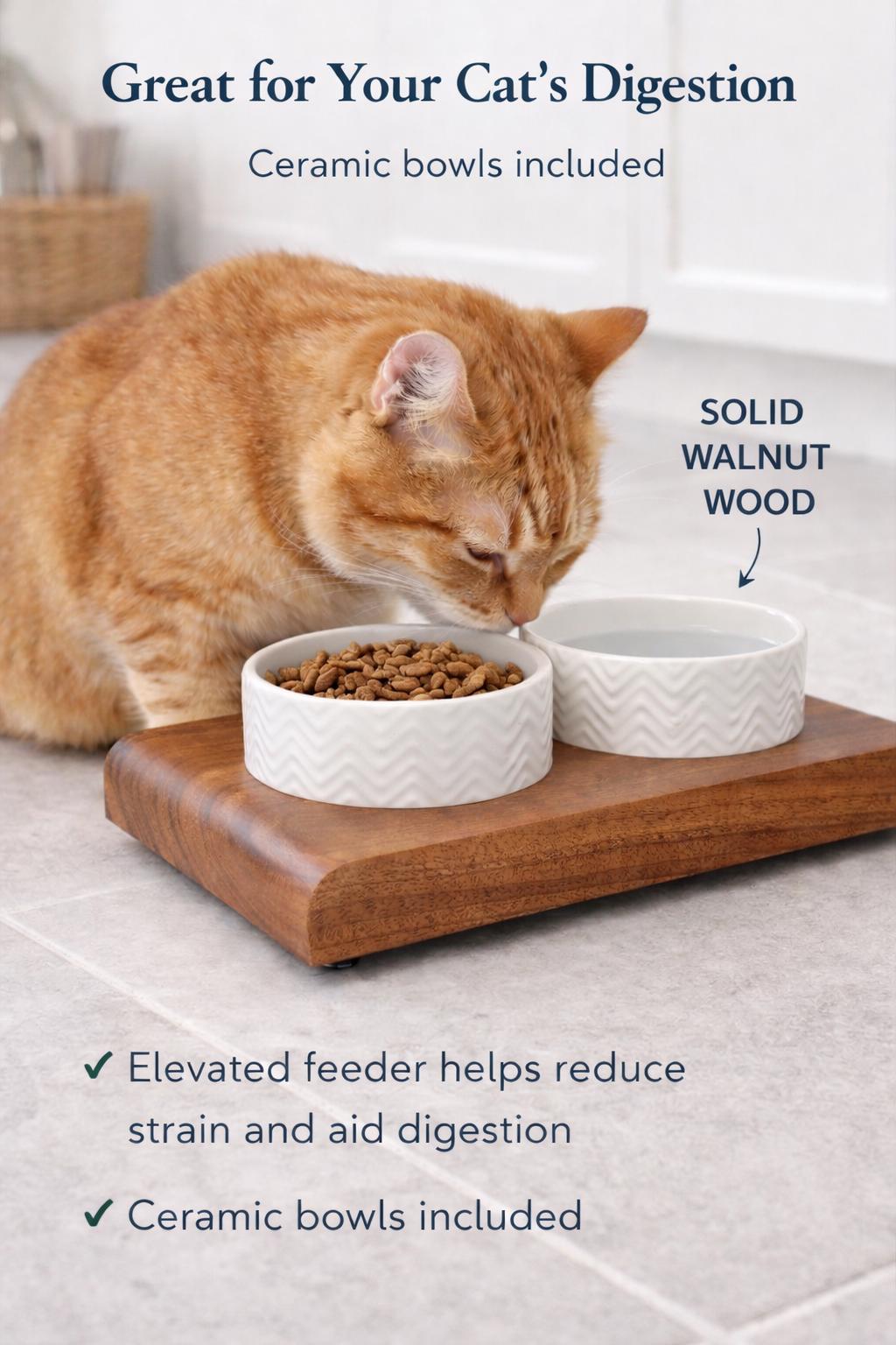 Elevated Cat Bowl,Cat Bowl Stand, Elevated Cat Feeder, Solid Wood Cat Feeding Station, Raised Cat Food Bowl, Modern Pet Furniture - Image 2