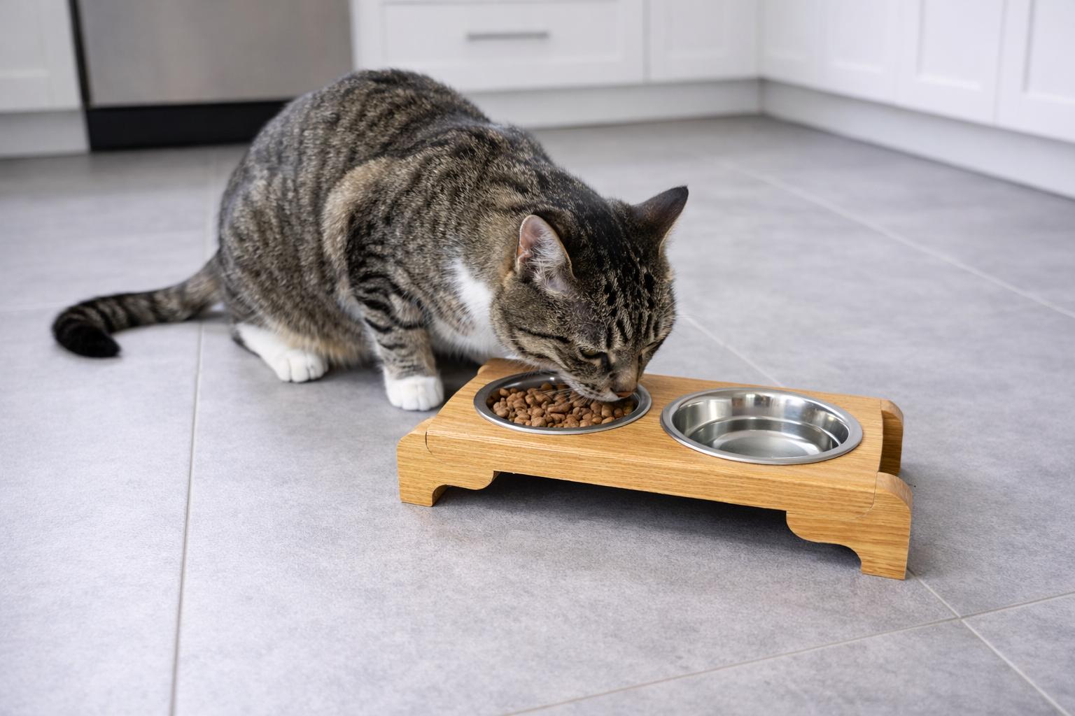 Raised Cat Bowl Stand, Wooden Cat Feeder, Elevated Feeding Station for Cats, Solid Oak or Walnut, Cat Furniture - Image 9