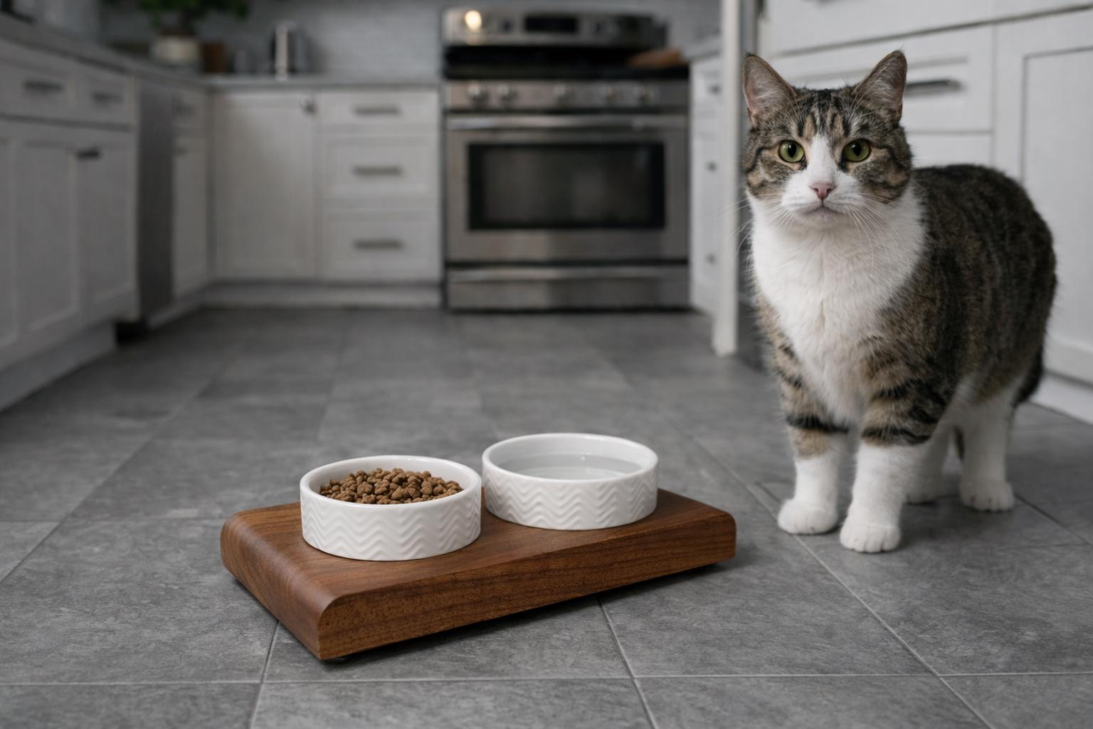 Elevated Cat Bowl,Cat Bowl Stand, Elevated Cat Feeder, Solid Wood Cat Feeding Station, Raised Cat Food Bowl, Modern Pet Furniture - Image 4