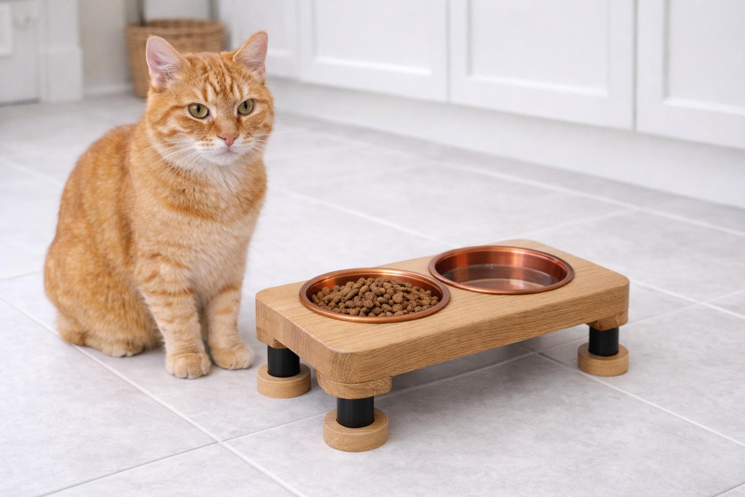 Elevated Cat Bowl,Cat Bowl Stand, Elevated Cat Feeder, Solid Wood Cat Feeding Station, Raised Cat Food Bowl, Modern Pet Furniture - Image 5