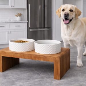 Wooden Dog Bowl Stand,Raised Dog Feeder,Custom Dog Bowl,Walnut Feeding Stands,Large Dog Bowl,Elevated Dog Bowls,Wood Pet Feeder