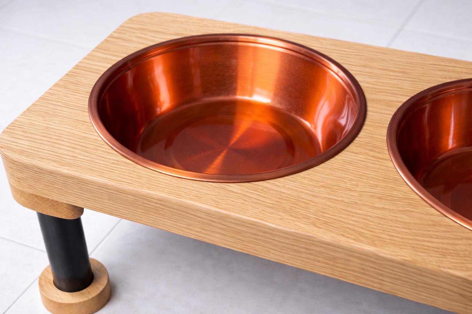 Raised Dog Bowl Stand, Solid Oak Elevated Dog Feeder with Bowls, Modern Wooden Pet Feeding Station, Dog Feeding Station - Image 7