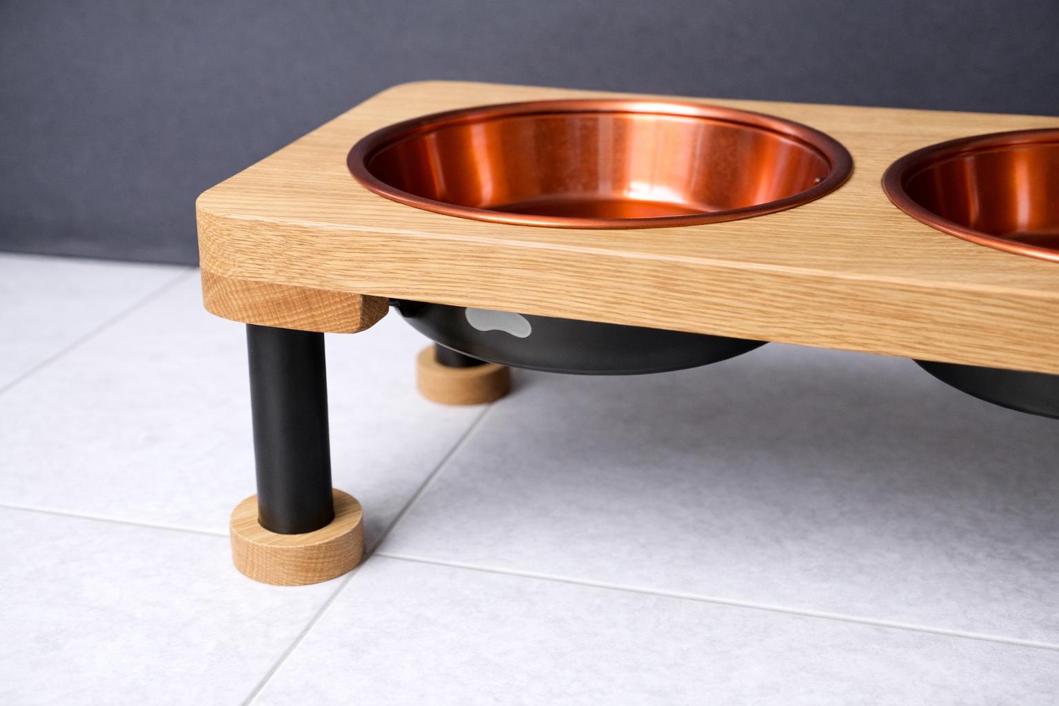Raised Dog Bowl Stand, Solid Oak Elevated Dog Feeder with Bowls, Modern Wooden Pet Feeding Station, Dog Feeding Station - Image 9