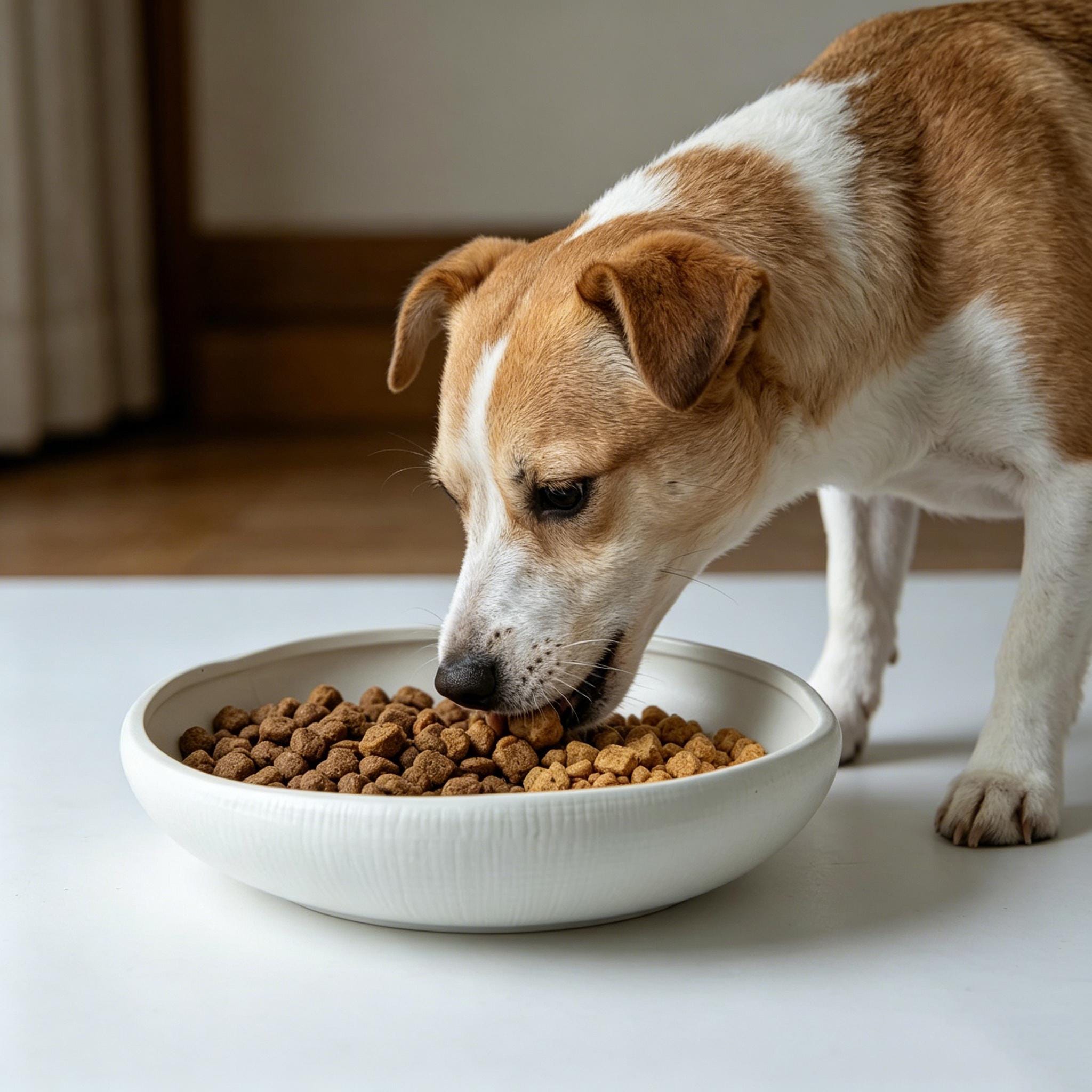 Shallow Wide Dog Bowl, Textured Ceramic Dog Dish, Anti Vomiting Dog Feeder, Whisker Friendly Pet Bowl, Matte White Stoneware Dog Bowl - Image 4